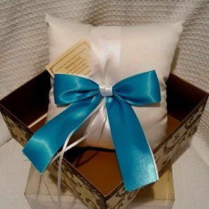 Brand NEW Wedding Rings Holder Barrier Bling Ribbon Bridal Silky Square Pillow